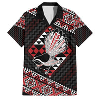 Taniko Aotearoa Family Matching Long Sleeve Bodycon Dress and Hawaiian Shirt Poutama Mix Piwakawaka LT7 Dad's Shirt - Short Sleeve Red - Polynesian Pride