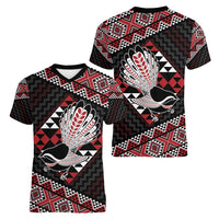 Taniko Aotearoa Women V-Neck T-Shirt Poutama Mix Piwakawaka LT7 - Polynesian Pride