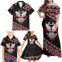 Taniko Aotearoa Family Matching Off Shoulder Maxi Dress and Hawaiian Shirt Poutama Mix Piwakawaka - Ver02 LT7 - Polynesian Pride