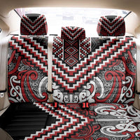 Maori Tukutuku Taniko Motifs Back Car Seat Cover Red Poutama Mix Kowhaiwhai