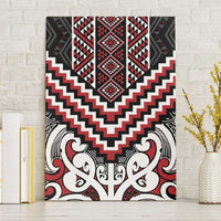 Maori Tukutuku Taniko Motifs Canvas Wall Art Red Poutama Mix Kowhaiwhai