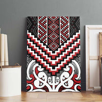 Maori Tukutuku Taniko Motifs Canvas Wall Art Red Poutama Mix Kowhaiwhai