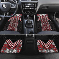 Maori Tukutuku Taniko Motifs Car Mats Red Poutama Mix Kowhaiwhai LT7 Set 4pcs Red - Polynesian Pride