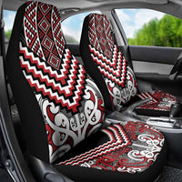 Maori Tukutuku Taniko Motifs Car Seat Cover Red Poutama Mix Kowhaiwhai LT7 - Polynesian Pride