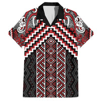 Maori Tukutuku Taniko Motifs Hawaiian Shirt Red Poutama Mix Kowhaiwhai