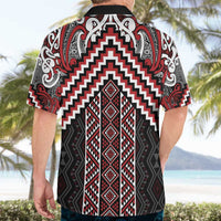 Maori Tukutuku Taniko Motifs Hawaiian Shirt Red Poutama Mix Kowhaiwhai