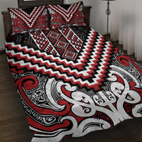 Maori Tukutuku Taniko Motifs Quilt Bed Set Red Poutama Mix Kowhaiwhai