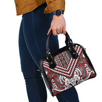 Maori Tukutuku Taniko Motifs Shoulder Handbag Red Poutama Mix Kowhaiwhai LT7 - Polynesian Pride