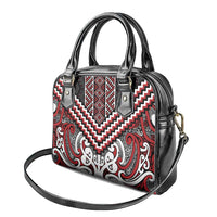 Maori Tukutuku Taniko Motifs Shoulder Handbag Red Poutama Mix Kowhaiwhai LT7 - Polynesian Pride