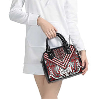 Maori Tukutuku Taniko Motifs Shoulder Handbag Red Poutama Mix Kowhaiwhai LT7 - Polynesian Pride