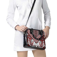 Maori Tukutuku Taniko Motifs Shoulder Handbag Red Poutama Mix Kowhaiwhai LT7 - Polynesian Pride