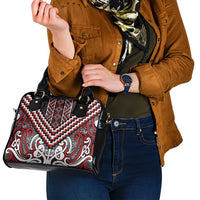 Maori Tukutuku Taniko Motifs Shoulder Handbag Red Poutama Mix Kowhaiwhai LT7 - Polynesian Pride