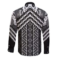 Maori Tukutuku Taniko Motifs Family Matching Short Sleeve Bodycon Dress and Hawaiian Shirt Black Poutama Mix Kowhaiwhai LT7 - Polynesian Pride