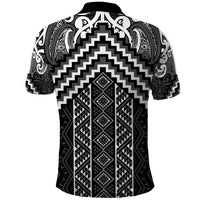 Maori Tukutuku Taniko Motifs Polo Shirt Black Poutama Mix Kowhaiwhai