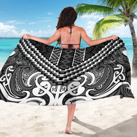 Maori Tukutuku Taniko Motifs Sarong Black Poutama Mix Kowhaiwhai LT7 - Polynesian Pride