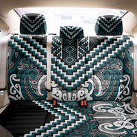 Maori Tukutuku Taniko Motifs Back Car Seat Cover Teal Poutama Mix Kowhaiwhai