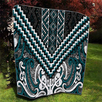 Maori Tukutuku Taniko Motifs Quilt Teal Poutama Mix Kowhaiwhai LT7 - Polynesian Pride