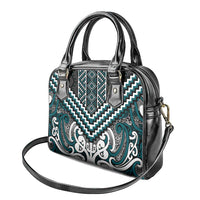 Maori Tukutuku Taniko Motifs Shoulder Handbag Teal Poutama Mix Kowhaiwhai LT7 - Polynesian Pride