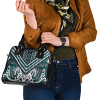 Maori Tukutuku Taniko Motifs Shoulder Handbag Teal Poutama Mix Kowhaiwhai LT7 - Polynesian Pride