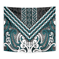 Maori Tukutuku Taniko Motifs Tapestry Teal Poutama Mix Kowhaiwhai