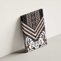Maori Tukutuku Taniko Motifs Canvas Wall Art Brown Poutama Mix Kowhaiwhai