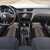 Maori Tukutuku Taniko Motifs Car Mats Brown Poutama Mix Kowhaiwhai LT7 Set 2pcs - Front Brown - Polynesian Pride