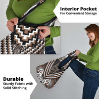 Maori Tukutuku Taniko Motifs Grocery Bag Brown Poutama Mix Kowhaiwhai