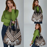 Maori Tukutuku Taniko Motifs Grocery Bag Brown Poutama Mix Kowhaiwhai