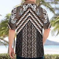 Maori Tukutuku Taniko Motifs Hawaiian Shirt Brown Poutama Mix Kowhaiwhai