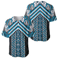 Maori Tukutuku Taniko Motifs Baseball Jersey Turquoise Poutama Mix Kowhaiwhai LT7 - Polynesian Pride