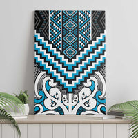 Maori Tukutuku Taniko Motifs Canvas Wall Art Turquoise Poutama Mix Kowhaiwhai