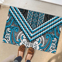 Maori Tukutuku Taniko Motifs Rubber Doormat Turquoise Poutama Mix Kowhaiwhai LT7 - Polynesian Pride