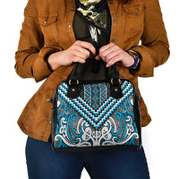 Maori Tukutuku Taniko Motifs Shoulder Handbag Turquoise Poutama Mix Kowhaiwhai LT7 - Polynesian Pride