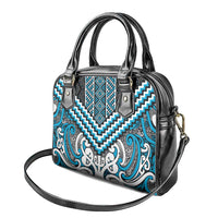Maori Tukutuku Taniko Motifs Shoulder Handbag Turquoise Poutama Mix Kowhaiwhai LT7 - Polynesian Pride
