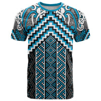 Maori Tukutuku Taniko Motifs T Shirt Turquoise Poutama Mix Kowhaiwhai LT7 Turquoise - Polynesian Pride