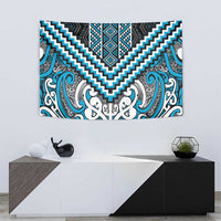 Maori Tukutuku Taniko Motifs Tapestry Turquoise Poutama Mix Kowhaiwhai