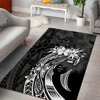 Polynesian Women's Day Area Rug Plumeria Passion - Black LT7 - Polynesian Pride