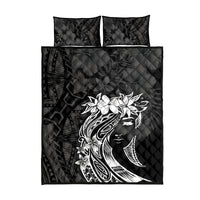 Polynesian Women's Day Quilt Bed Set Plumeria Passion - Black LT7 - Polynesian Pride