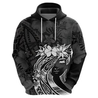 Polynesian Women's Day Zip Hoodie Plumeria Passion - Black LT7 - Polynesian Pride