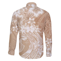 Polynesian Women's Day Family Matching Long Sleeve Bodycon Dress and Hawaiian Shirt Plumeria Passion - Beige LT7 - Polynesian Pride