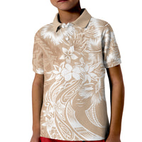 Polynesian Women's Day Kid Polo Shirt Plumeria Passion - Beige LT7 Kid Beige - Polynesian Pride