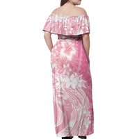 Polynesian Women's Day Off Shoulder Maxi Dress Plumeria Passion - Pink LT7 - Polynesian Pride