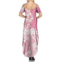Polynesian Women's Day Summer Maxi Dress Plumeria Passion - Pink LT7 - Polynesian Pride