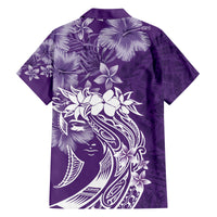 Polynesian Women's Day Family Matching Off Shoulder Long Sleeve Dress and Hawaiian Shirt Plumeria Passion - Purple LT7 - Polynesian Pride