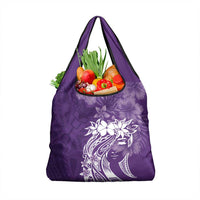 Polynesian Women's Day Grocery Bag Plumeria Passion - Purple