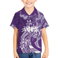 Polynesian Women's Day Kid Hawaiian Shirt Plumeria Passion - Purple LT7 Kid Purple - Polynesian Pride