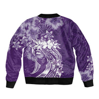 Polynesian Women's Day Sleeve Zip Bomber Jacket Plumeria Passion - Purple LT7 - Polynesian Pride