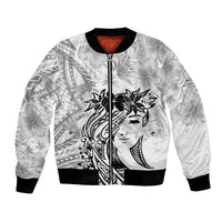 Polynesian Women's Day Bomber Jacket Plumeria Passion - White LT7 Unisex White - Polynesian Pride