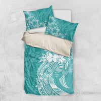 Polynesian Women's Day Bedding Set Plumeria Passion - Teal LT7 US Twin 172cm x 218cm Teal - Polynesian Pride