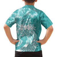 Polynesian Women's Day Kid Hawaiian Shirt Plumeria Passion - Teal LT7 - Polynesian Pride